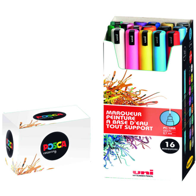 Verfstift Posca PC1MR extra fijn assorti set à 16 stuks
