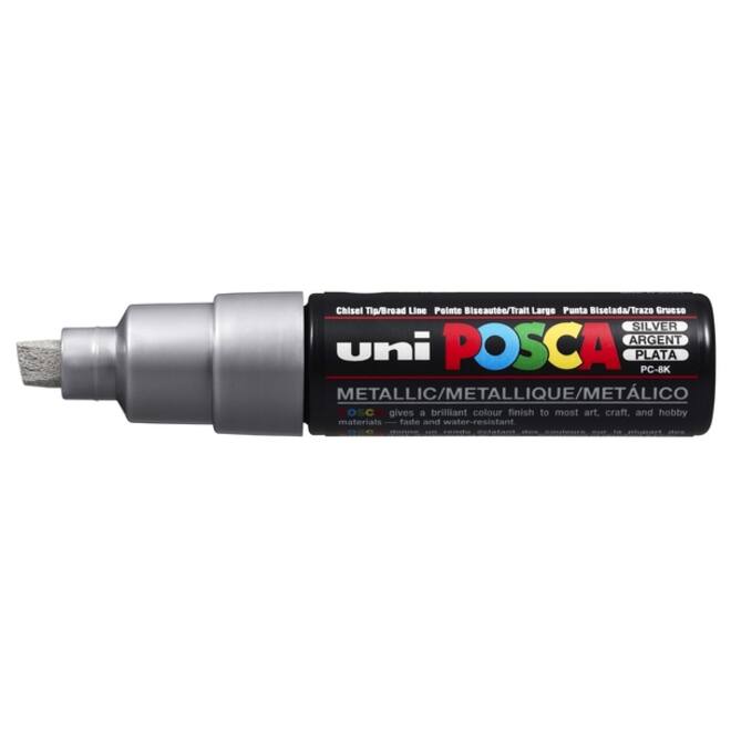 Verfstift Posca PC8K breed schuin zilver
