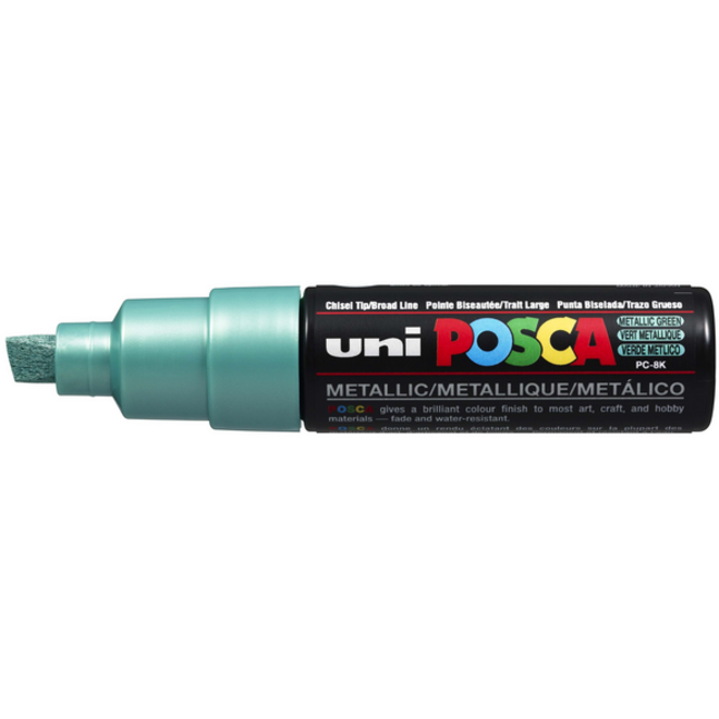 Verfstift Posca PC8K breed schuin metallic groen