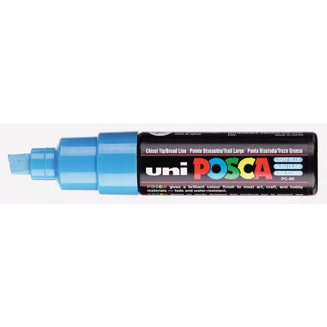 Verfstift Posca PC8K breed schuin lichtblauw