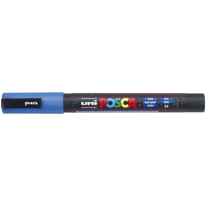 Verfstift Posca PC3M fijn glitter donkerblauw