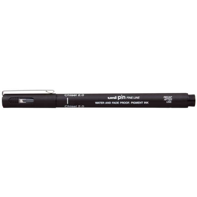 Fineliner Uni-ball Pin beitelpunt 2mm zwart