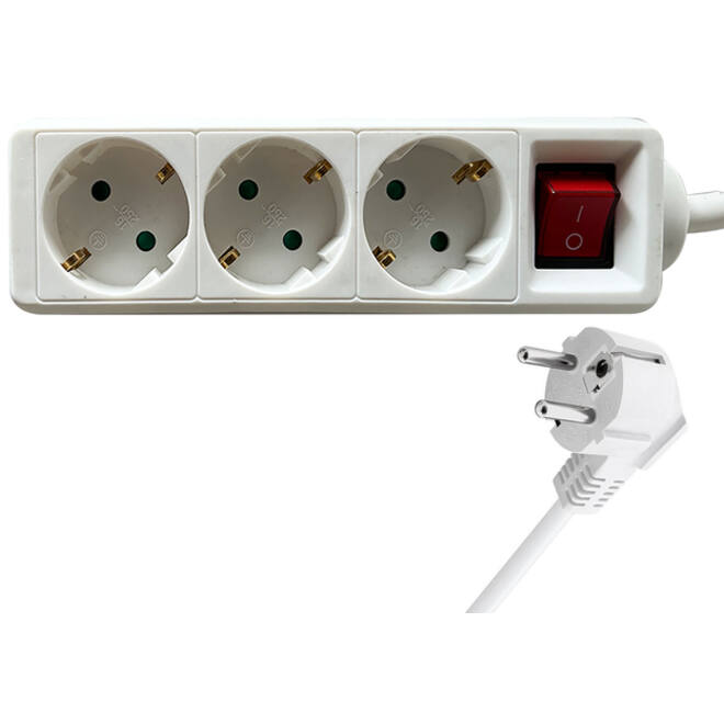 Stekkerdoos BRASQ 3 voudig 3 meter wit