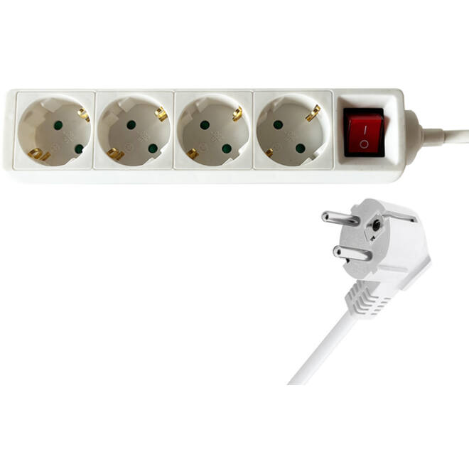 Stekkerdoos BRASQ 4 voudig 3 meter wit