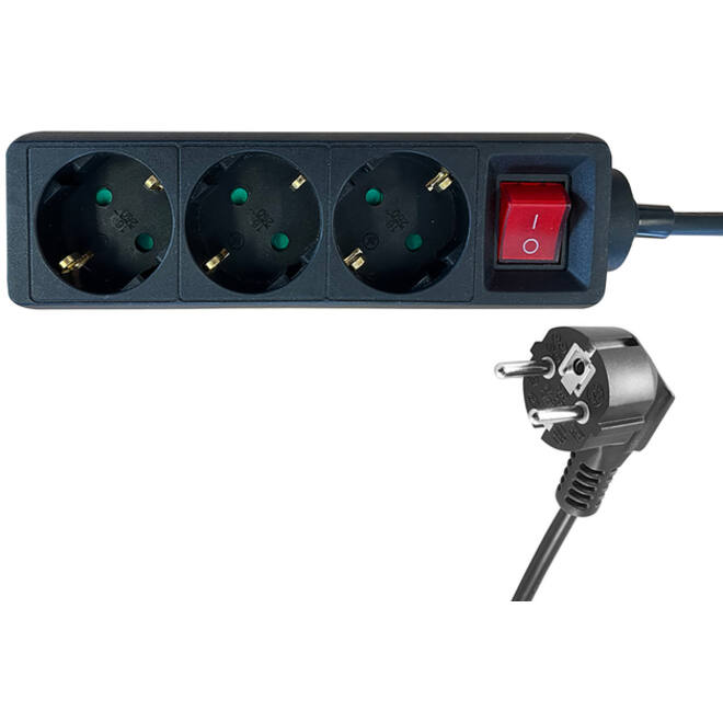 Stekkerdoos BRASQ 3 voudig 1.4 meter zwart
