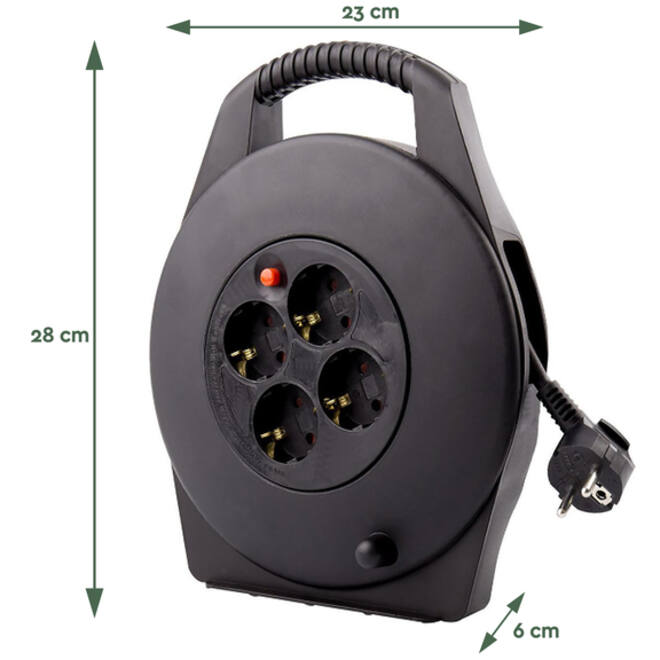 Kabelhaspel BRASQ 4 voudig 10 meter zwart