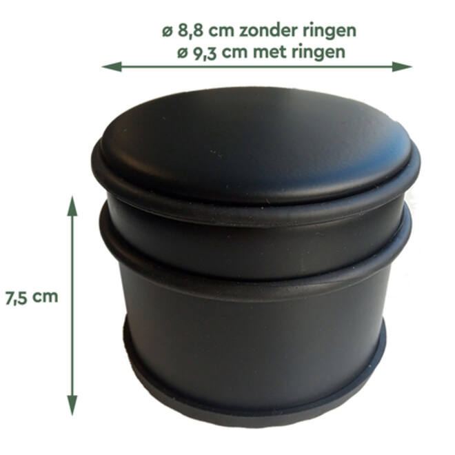 Deurstopper BRASQ met rubberen ringen zwart