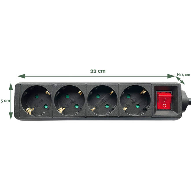 Stekkerdoos BRASQ 4 voudig 1.4 meter zwart