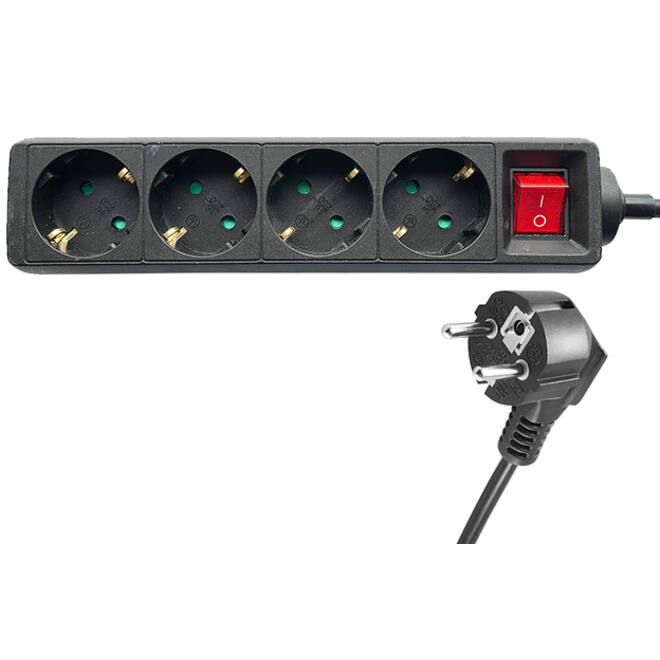 Stekkerdoos BRASQ 4 voudig 1.4 meter zwart