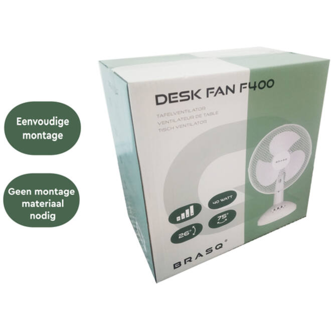 Tafelventilator BRASQ F400 Ø 30cm wit
