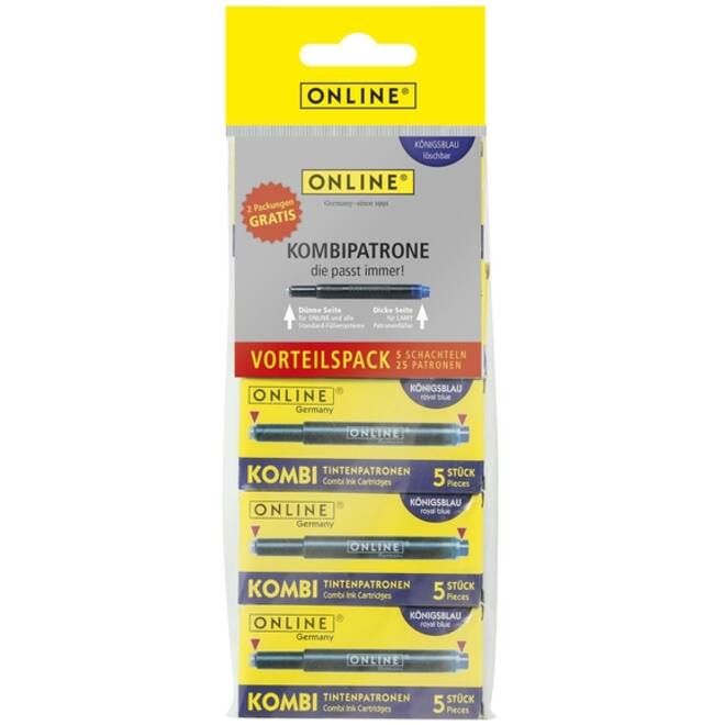 Inktpatroon Online Kombi blauw blister à 5 doosjes à 5 stuks