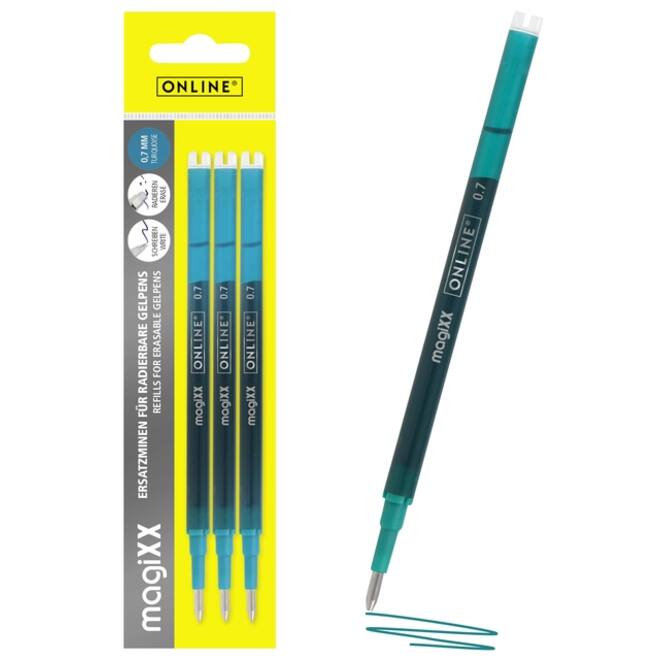 Gelschrijvervulling Online Magixx 0.7mm turquoise blister à 3 stuks