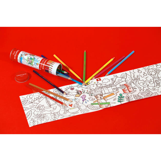 Kleurpotlood Caran d'ache Swisscolor met poster koker à 18 kleuren