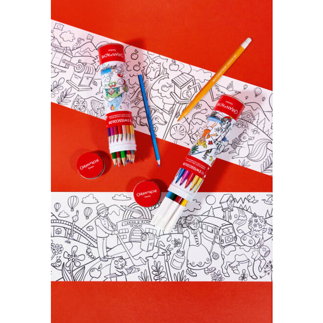 Kleurpotlood Caran d'ache Swisscolor met poster koker à 18 kleuren