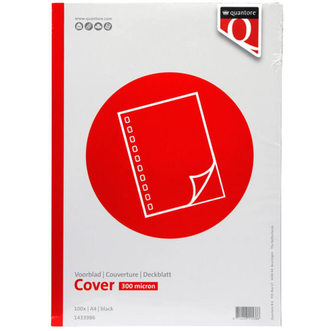Voorblad Quantore A4 PP 300 micron zwart 100 stuks