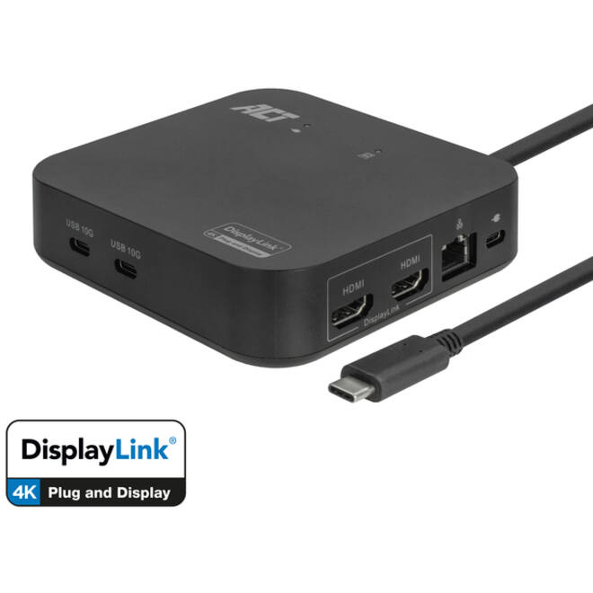 Dockingstation ACT USB-C Dual Monitor met Power Delivery
