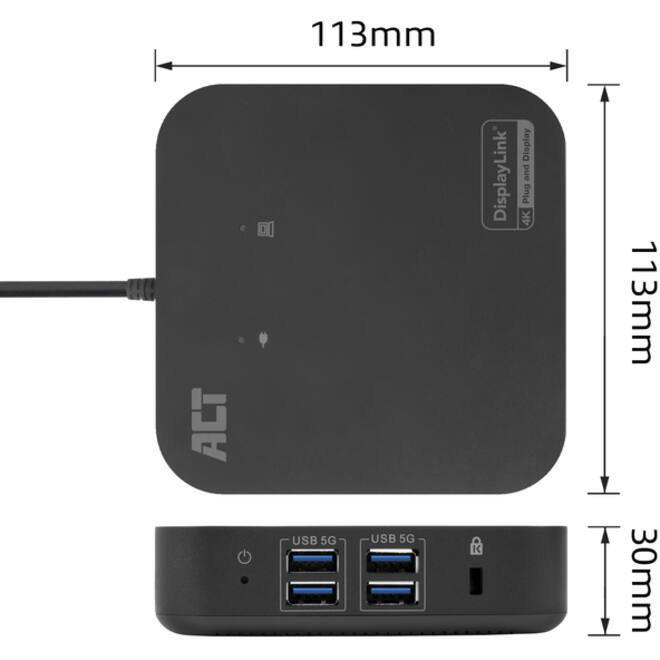Dockingstation ACT USB-C Dual Monitor met Power Delivery