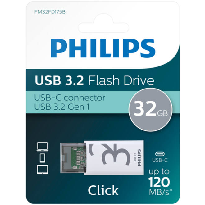USB Stick Philips Click USB-C 32GB Shadow Grey