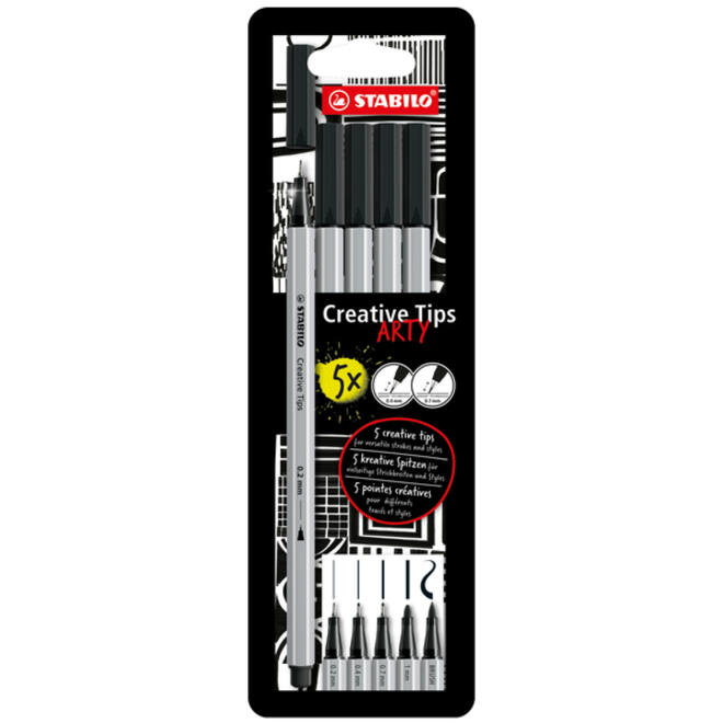Creative Tips STABILO Arty assorti tips zwart blister à 5 stuks
