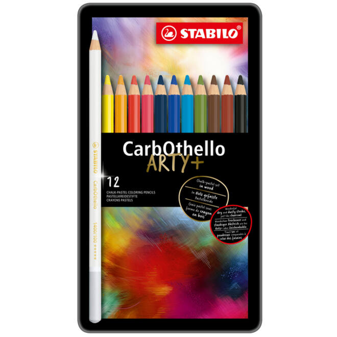 Kleurpotloden STABILO CarbOthello kalkpastel assorti blik à 12 stuks