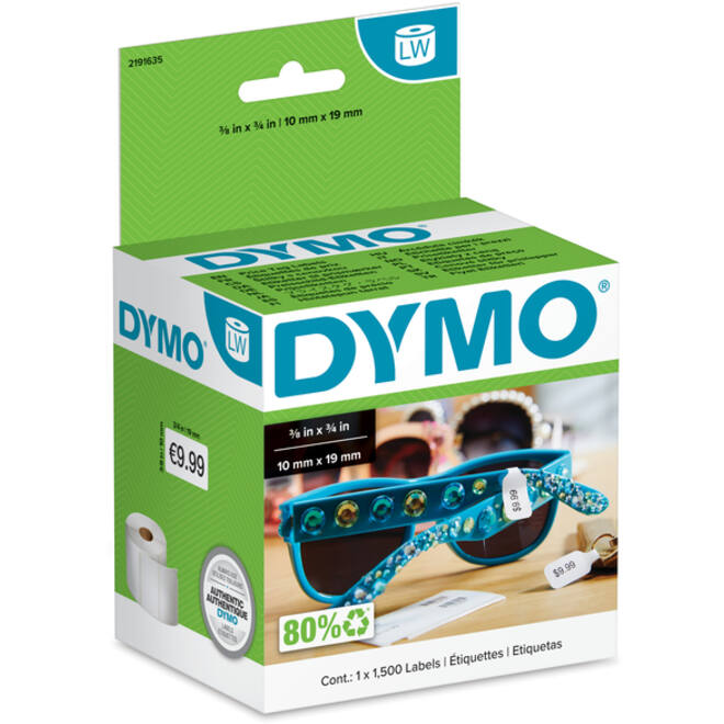 Etiket Dymo LabelWriter prijslabel 10x19mm 1 rol á 1500 etiketten wit