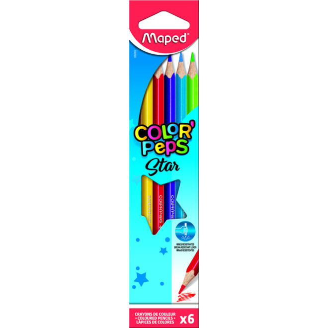 Kleurpotlood Maped Color'Peps Star set à 6 kleuren