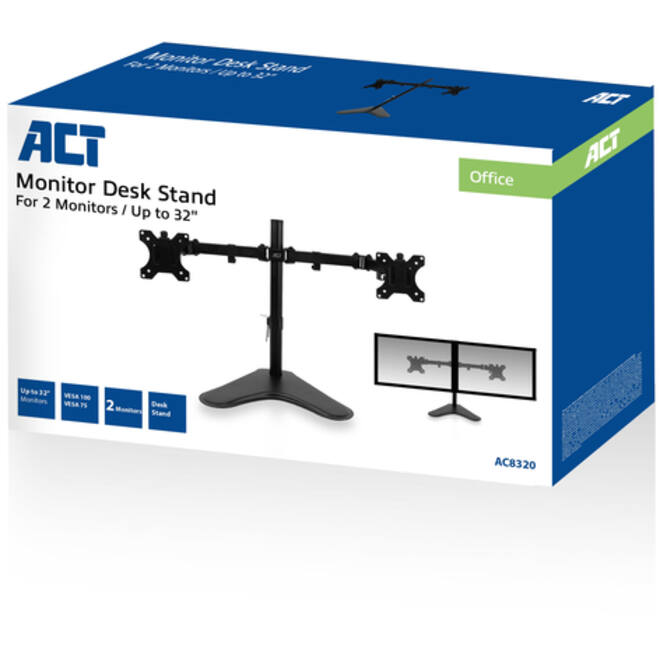 Monitorarm ACT op voet 2 schermen