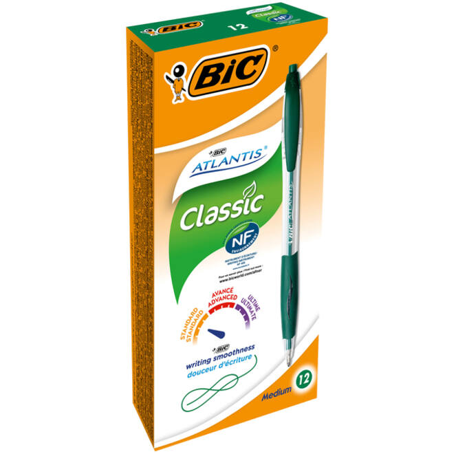 Balpen Bic Atlantis classic grip clic medium groen