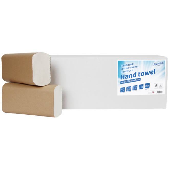 Handdoek Cleaninq I-vouw 2-laags 205x240mm 25x150st rc wit