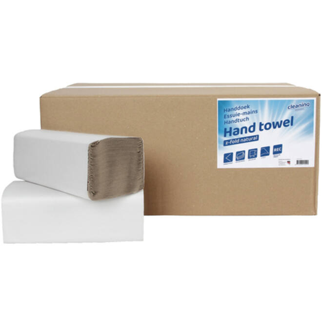 Handdoek Cleaninq Z-vouw 1-laags 250x230mm 20x250st naturel
