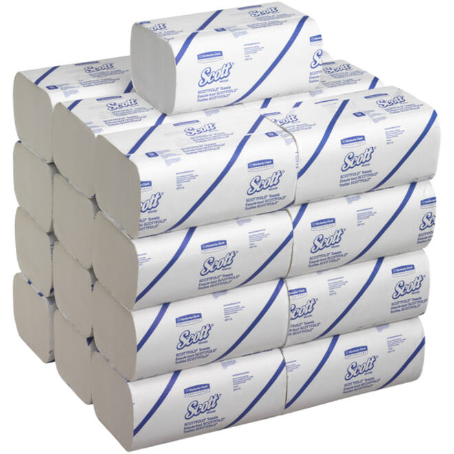 Handdoek Scott i-vouw 1-laags 20x31,5cm 25x175stuks wit 6633
