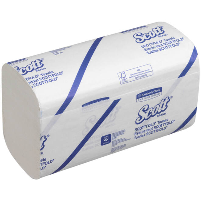Handdoek Scott i-vouw 1-laags 20x31,5cm 25x175stuks wit 6633