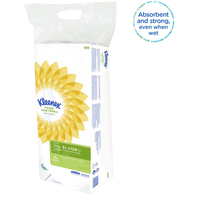 Handdoek Kleenex Ultra i-vouw 2-laags 21,5x31,5cm 5x124stuks 7979