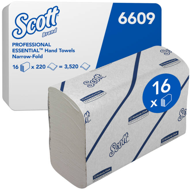 Handdoek Scott i-vouw 2-laags 21,2x18,6cm 16x220stuks wit 6609