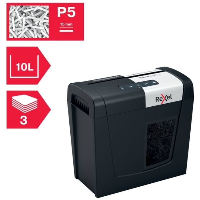 Papiervernietiger Rexel Secure MC3 P5 snippers 2x15mm