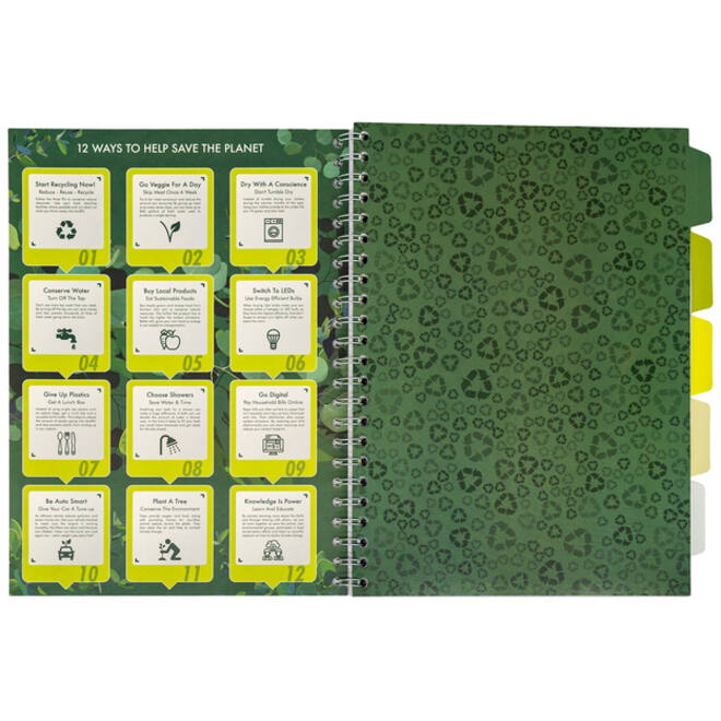 Projectboek Pukka Recycled A4 lijn 5-tabs 4-gaats 200 pagina's 80gr groen