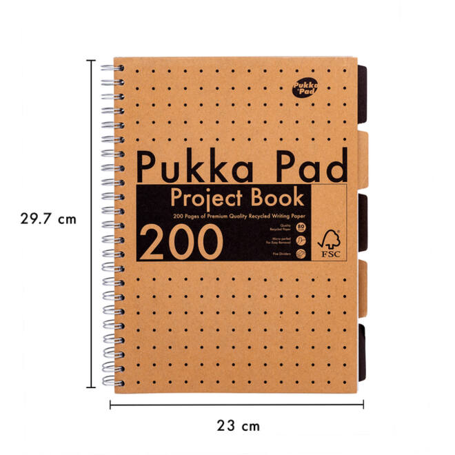 Projectboek Pukka Kraft A4 lijn 5-tabs 200 pagina's 80gr