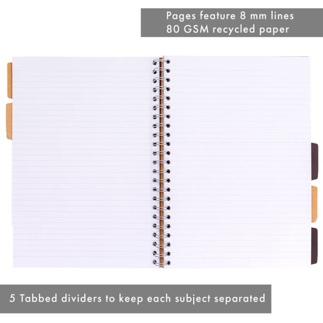 Projectboek Pukka Kraft A4 lijn 5-tabs 200 pagina's 80gr