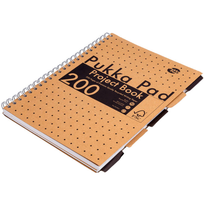 Projectboek Pukka Kraft A4 lijn 5-tabs 200 pagina's 80gr