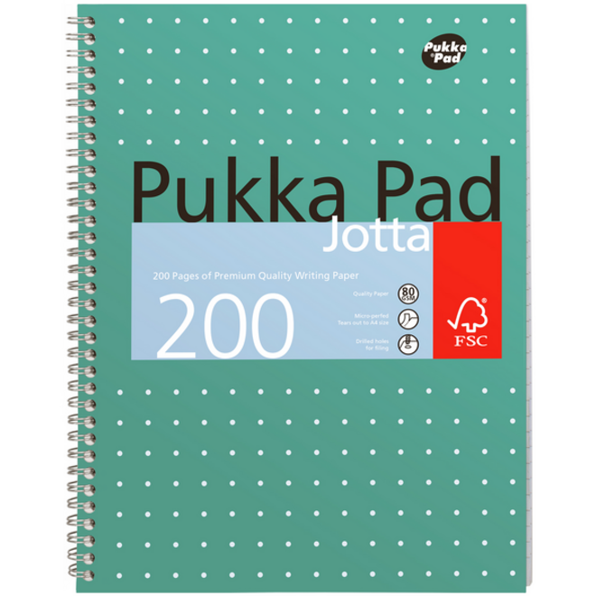 Collegeblok Pukka Jotta A4 lijn 4-gaats 200 pagina's 80gr groen