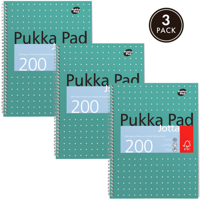 Collegeblok Pukka Jotta A4 lijn 4-gaats 200 pagina's 80gr groen