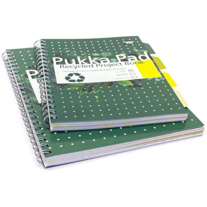 Projectboek Pukka Recycled B5 lijn 4-tabs 200 pagina's 80gr groen