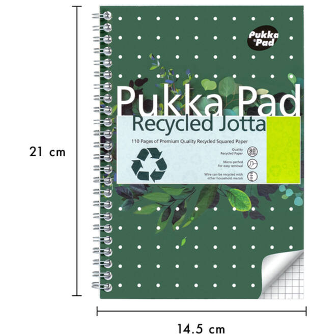 Notitieboek Pukka Jotta A5 ruit 5x5mm 110 pagina's 80gr groen