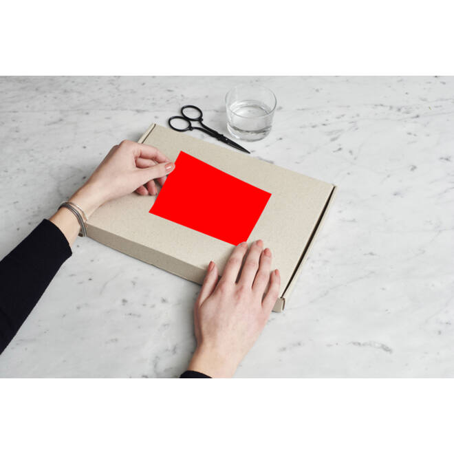 Etiket Rillprint 105x74mm fluorrood 800 etiketten