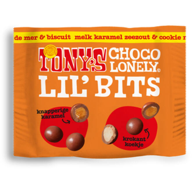 Chocolade Tony's Chocolonely Lil'Bits karamel zeezout & cookie mix 40 gram