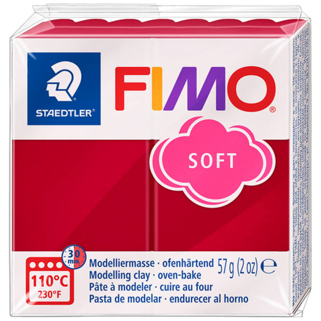 Boetseerklei Fimo soft 57 gram kersrood