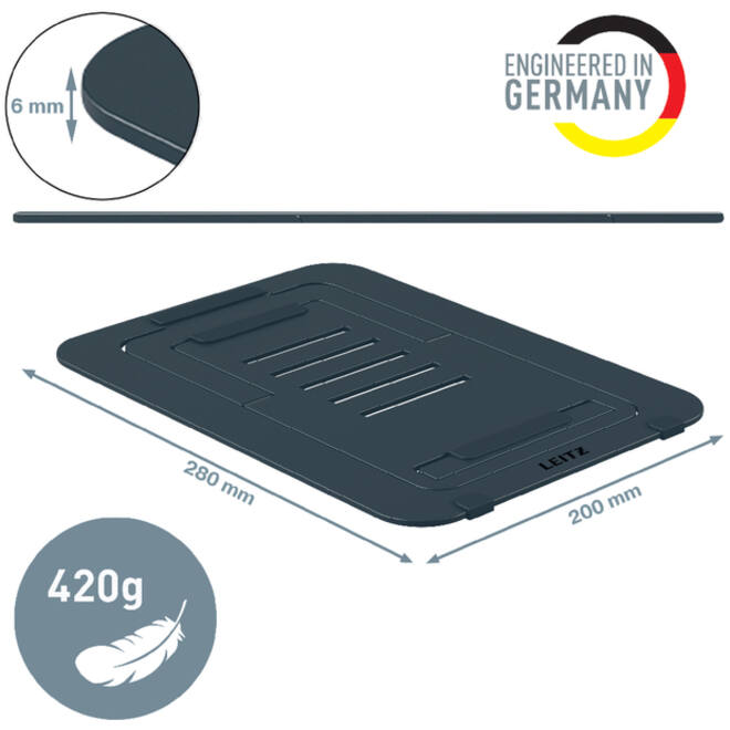 Laptopstandaard Leitz Ergo Aluminium plat verstelbaar