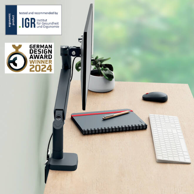 Monitorarm Leitz Ergo ruimtebesparend enkele monitorarm