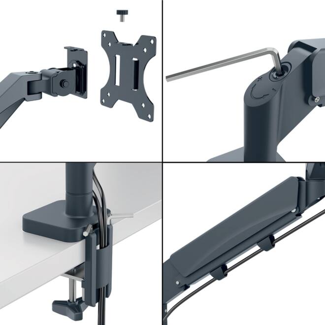 Monitorarm Leitz Ergo ruimtebesparend dubbele monitorarm