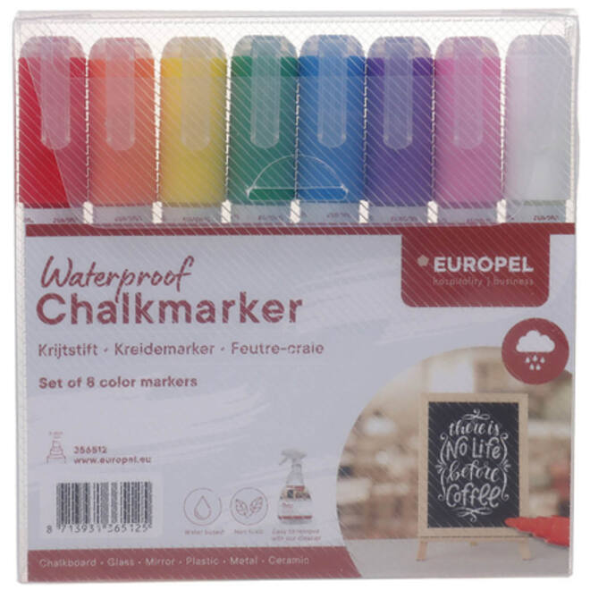 Krijtstift Europel watervast 3-6mm assorti etui 8 stuks